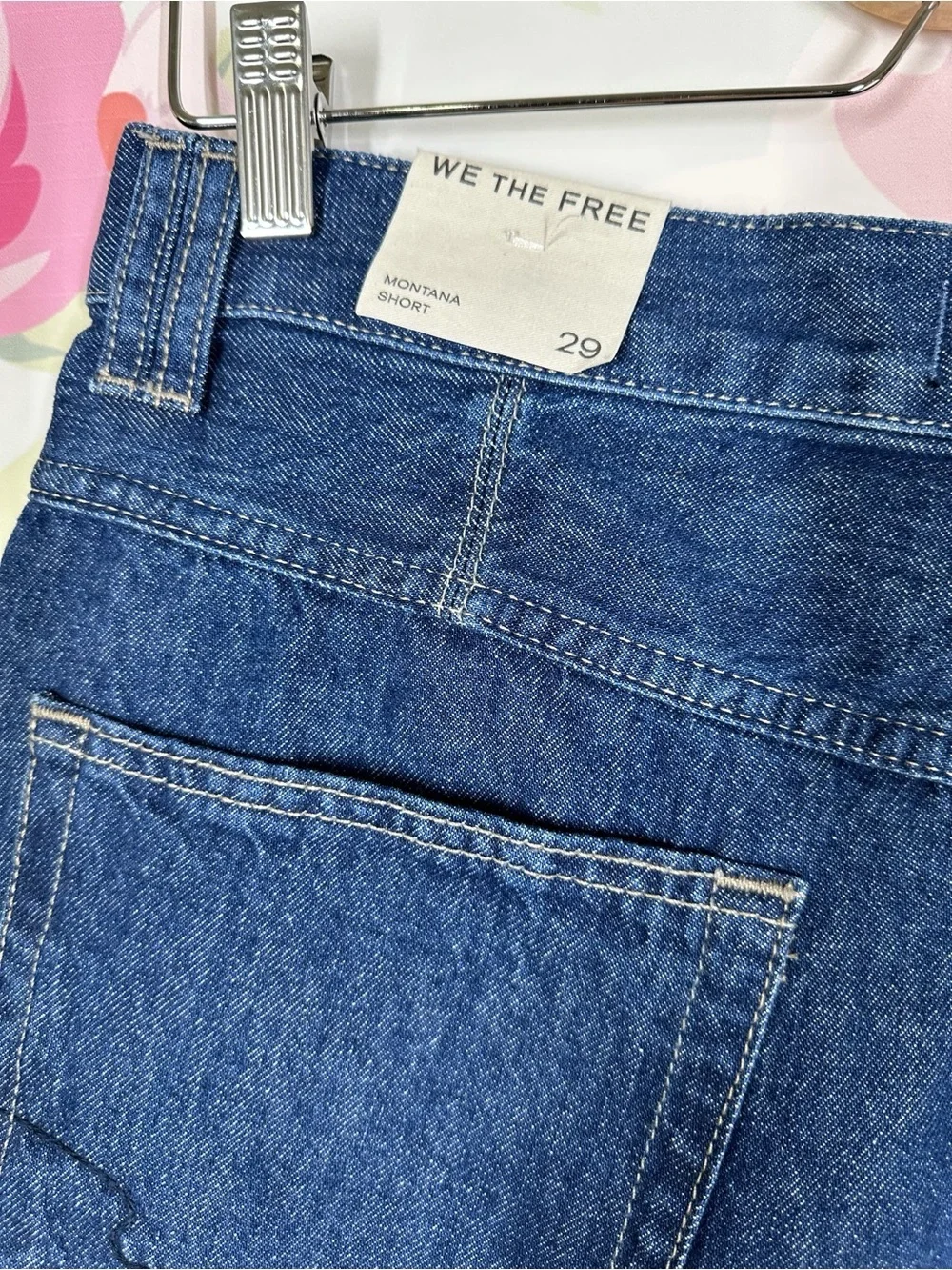 NEW Free People We The Free Montana Dark Rinse Blue Denim Jean Long Shorts 29